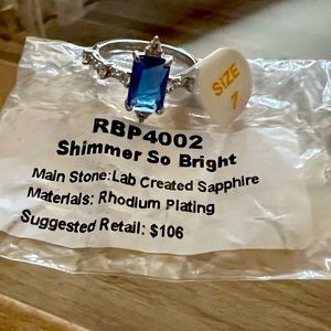 Ring Bomb- Lab created Sapphire Rhodium Plating ring. Brand new.